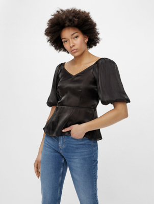 satin bell sleeve top