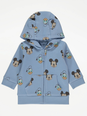 Disney Mickey Mouse Blue Zip Up Hoodie Baby at ASDA