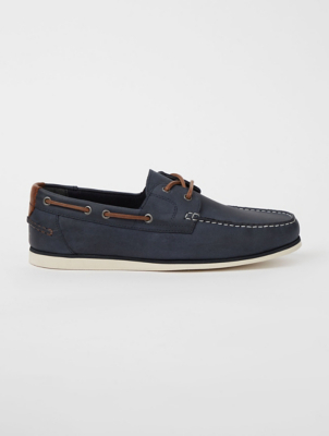 Navy Contrast Trim Boat Shoes | Men 