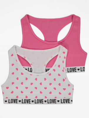 Heart Print Love Slogan Crop Tops 2 Pack