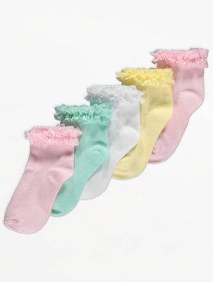 Pink Ruffled Ankle Socks 5 Pack