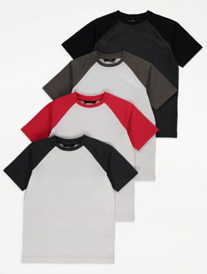 Raglan Sleeve T-Shirts 4 Pack