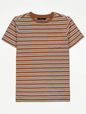 Tan Stripe Chest Pocket T-Shirt