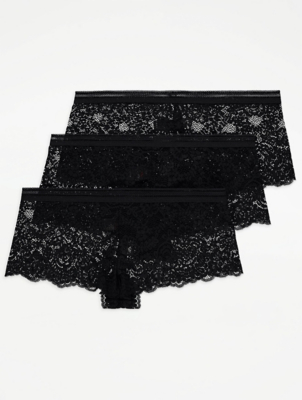 Black Lace Short Knickers 3 Pack Sale & Offers at ASDA