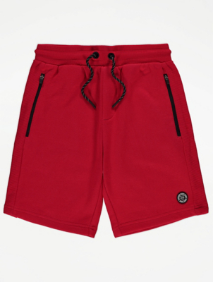 red jogger shorts