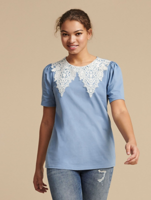 light blue crochet top