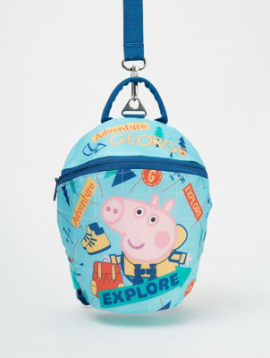 Peppa Pig Pig Blue Slogan Backpack with Reins Kids at