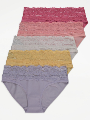 Lace Top Mini Knickers 5 Pack