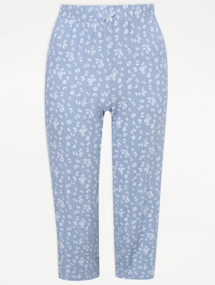Blue Printed Cropped Pyjama Bottoms
