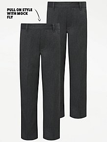 Ozmoint School Uniform Boys Slim Fit Trousers Black,Grey,Navy 2-14 Years