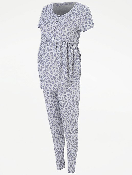 Maternity Nursing Leopard Print Short Sleeve Pyjamas Women George At Asda