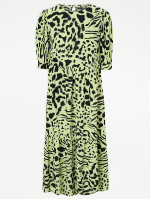 lime green animal print dress