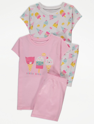Pink Ice Cream Print Short Pyjamas 2 Pack
