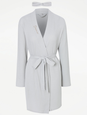 grey waffle dressing gown ladies