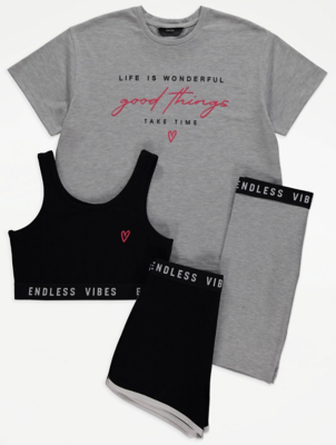 Endless Vibes T-Shirt Crop Top and Shorts Outfit