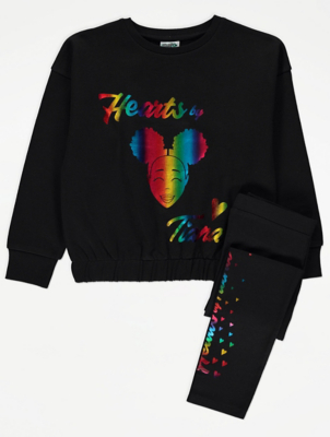 Hearts by Tiana Black Slogan Sweatshirt and Leggings Outfit
