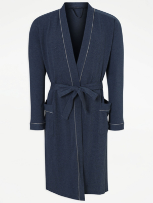 Navy Dressing Gown Men at ASDA