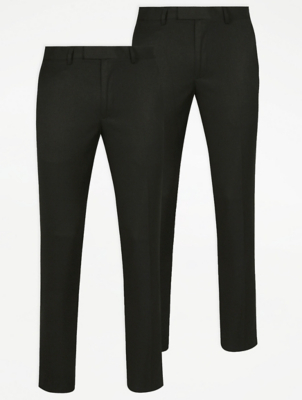 Black Slim Fit Trousers 2 Pack | Men