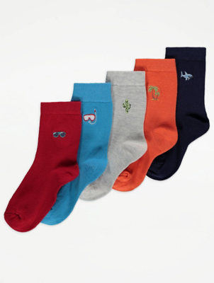 Red Cactus Emblem Ankle Socks 5 Pack