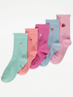 Pink Flamingo Emblem Ankle Socks 5 Pack