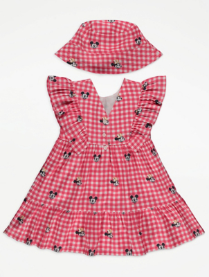 Disney Mickey Mouse Gingham Hat and Dress Outfit