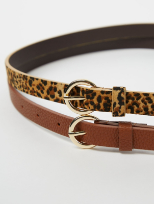 Textured Belts 2 Pack Women at ASDA
