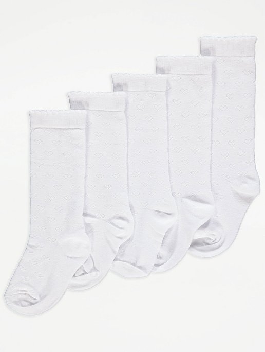 5 pairs of Girls White School socks Heart Design Ankle socks 5 pairs of Girls White School socks Heart Design Ankle socks