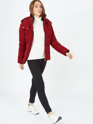 womens red hooded jacket