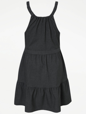 Girls Grey Tiered School Pinafore Dress School at ASDA
