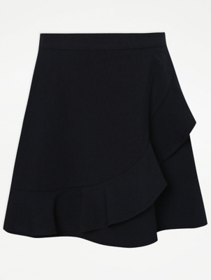 Girls Navy Frill Flippy School Skirt School at ASDA