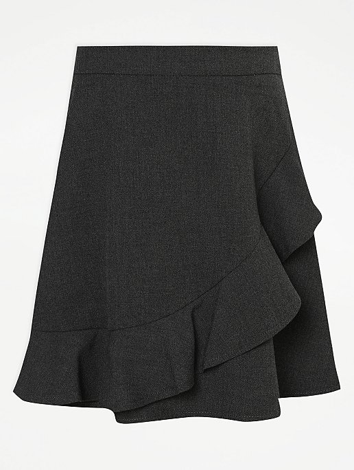 Girls Grey Frill Flippy School Skirt | School | George At Asda