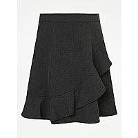 Girls Grey Frill Flippy School Skirt | School | George at ASDA