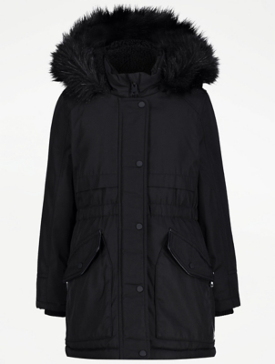 asda black fur jacket