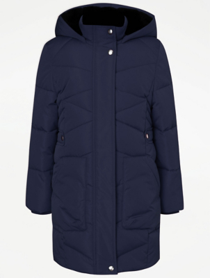 navy longline puffer jacket