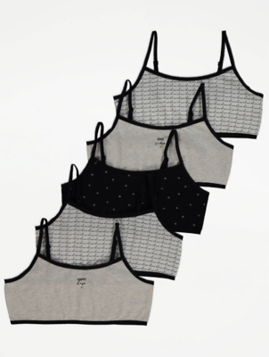 Contrast Trim Crop Tops 5 Pack