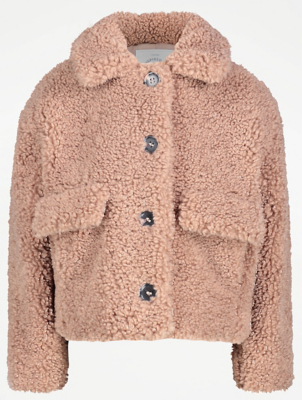 Asda pink teddy coat best sale