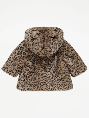 hooded leopard print coat