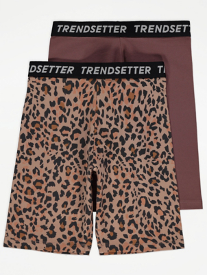 girls leopard print cycling shorts