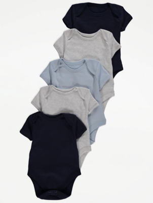 Short Sleeve Bodysuits 5 Pack Baby at ASDA