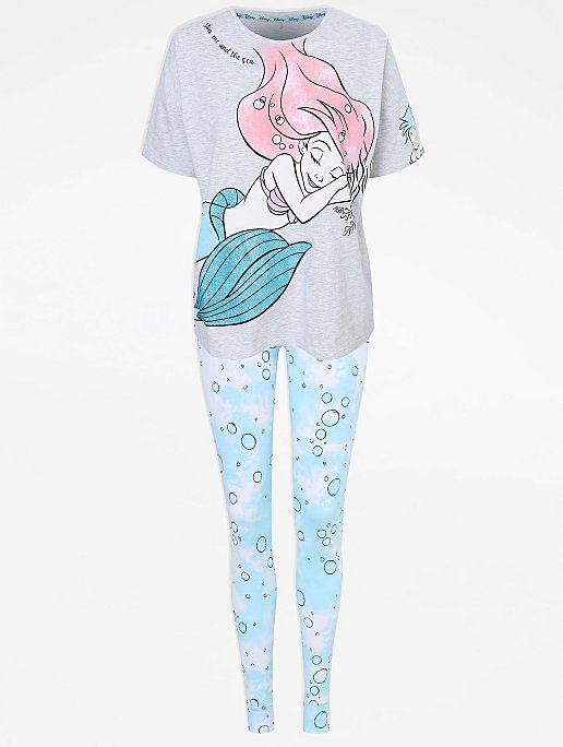Disney Ladies Little Mermaid Ariel Short Pyjamas UK Size 8 to 22