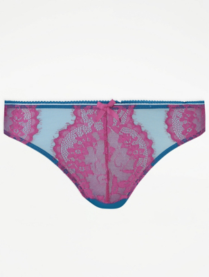 Entice Teal Contrast Lace Brazilian Knickers Women at ASDA