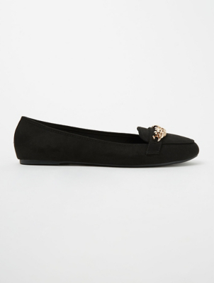 black wide fit loafers womens