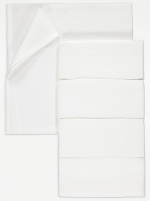 White Muslin Squares 5 Pack Baby at ASDA