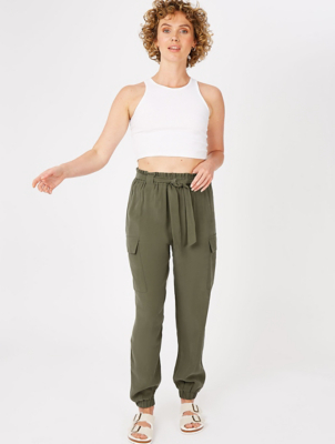 ladies khaki cargo trousers