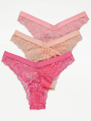 Lace Super High Leg Knickers 3 Pack Women at ASDA