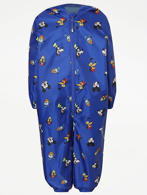 Official Kids Disney Puddle Suit Mickey Mouse Face Boys Girls All in One Rain