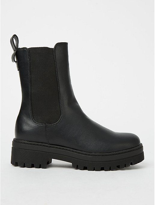 Black Chunky Ankle Length Boots | Women | George at ASDA
