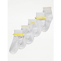 Yellow Gingham Ruffled Socks 5 Pack | Kids | George at ASDA