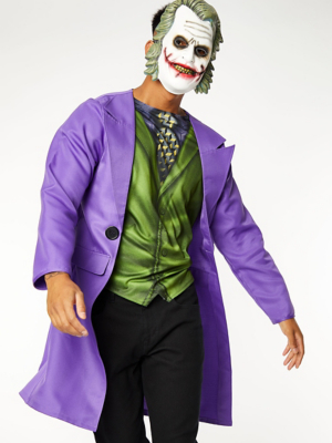 Halloween DC Comics Batman Joker Fancy Dress Costume Men at ASDA