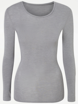 Grey Long Sleeve Heat Retaining Thermal Top Women at ASDA